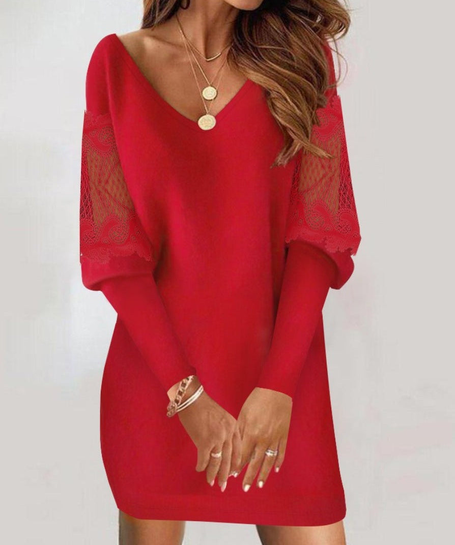 Dress with lace sleeves