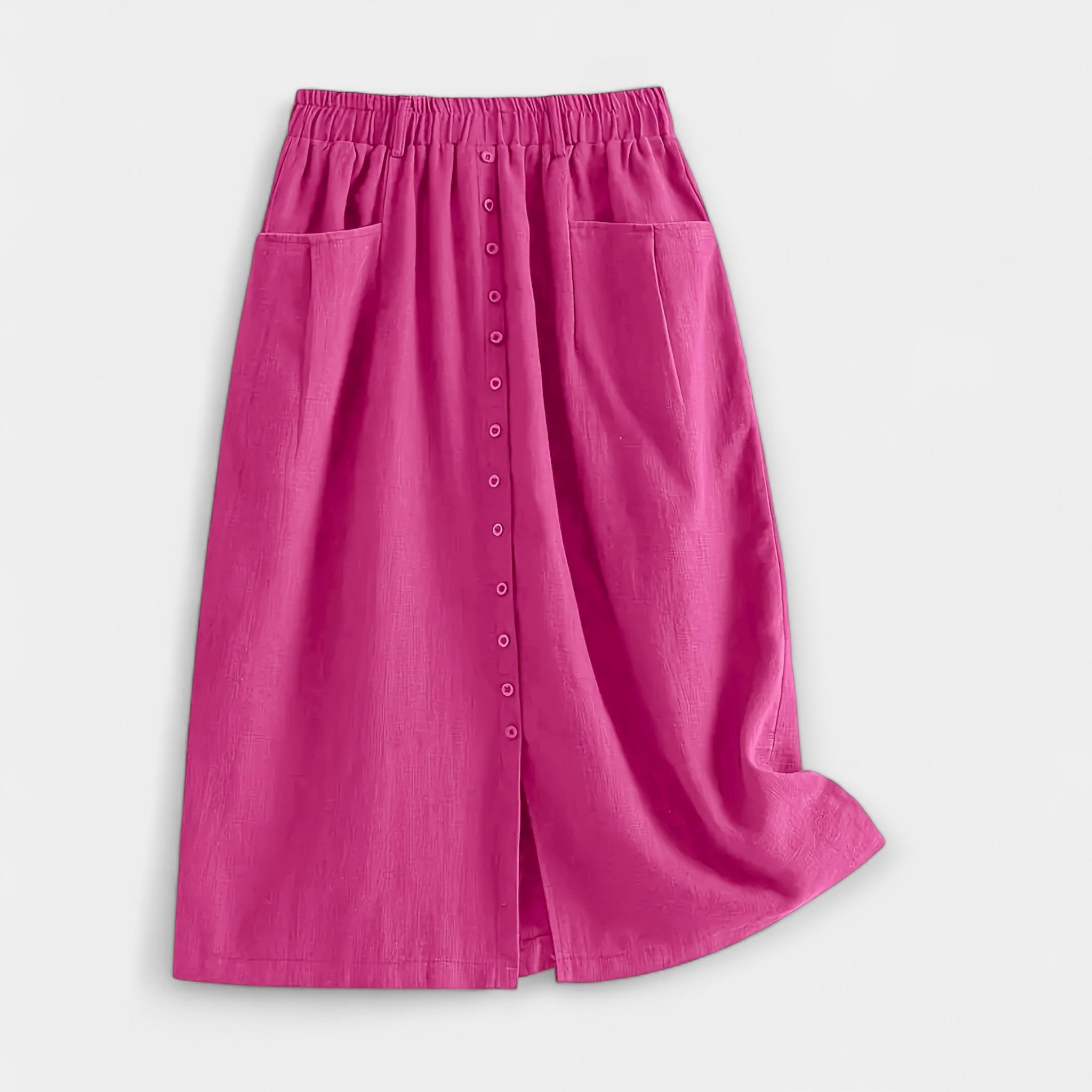 Elegant Magdaléna Vintage Midi Skirt with Front Pockets