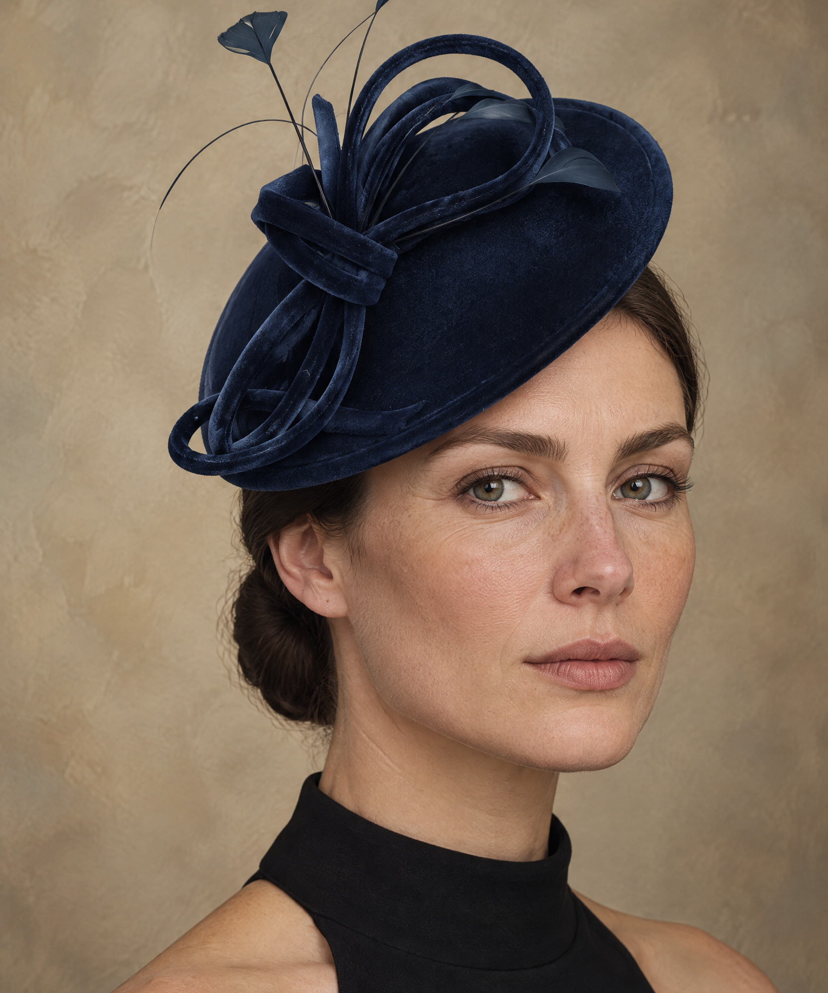 Velvet Saucer Fascinator with Feather Quills