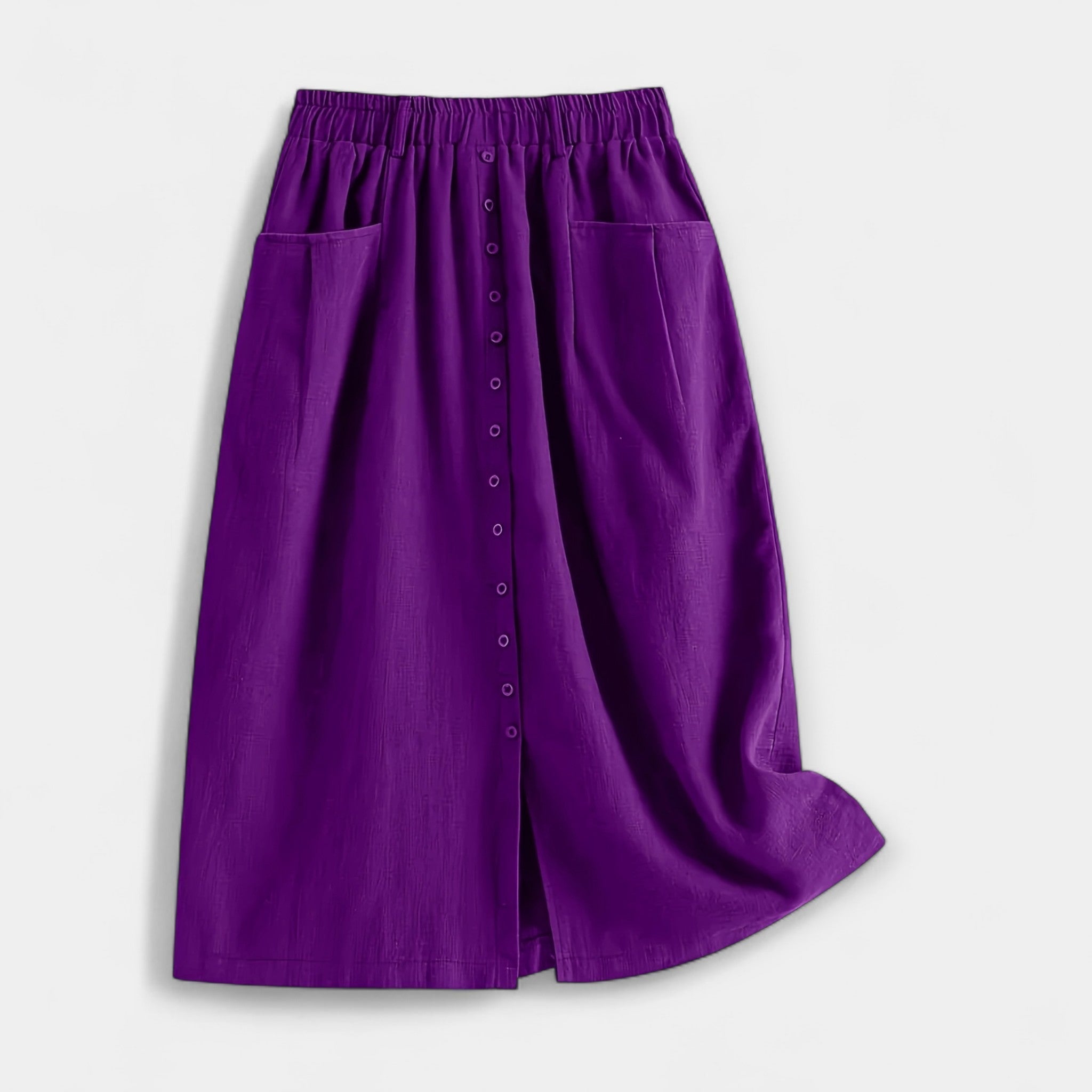 Elegant Magdaléna Vintage Midi Skirt with Front Pockets