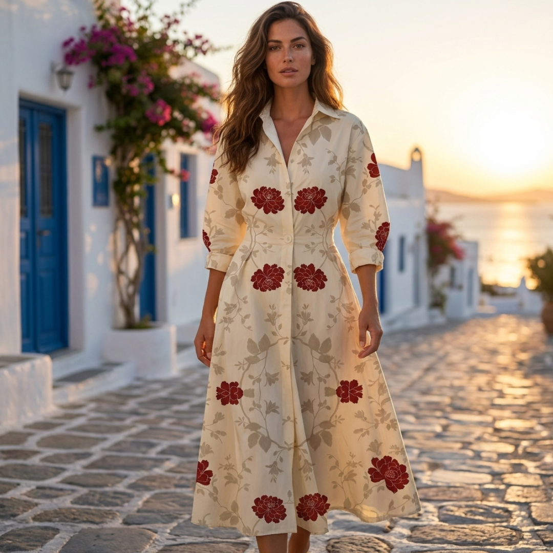 Lana - Elegáns pamut ruha gallérral