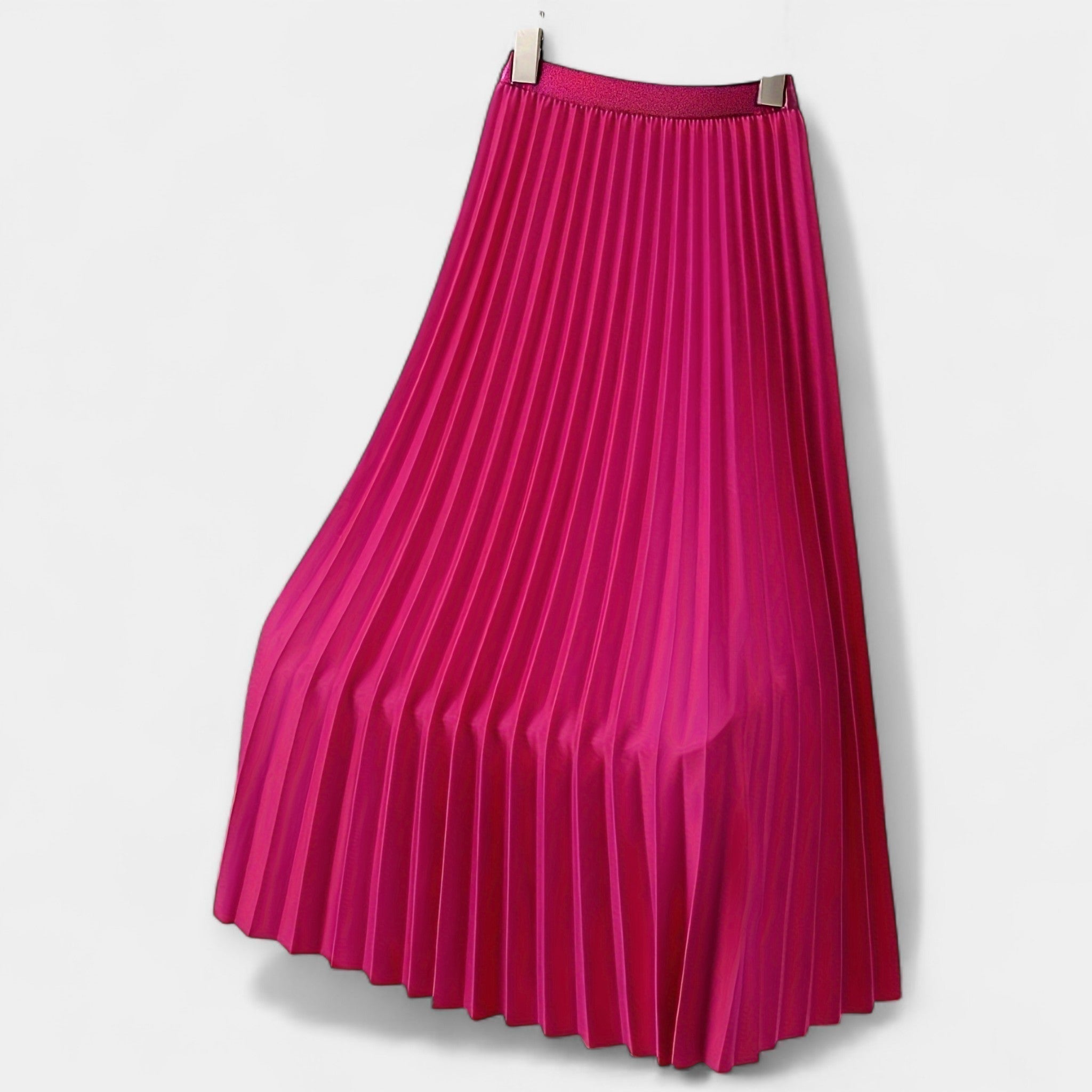 Karolína Sophisticated Long Pleated Satin Skirt