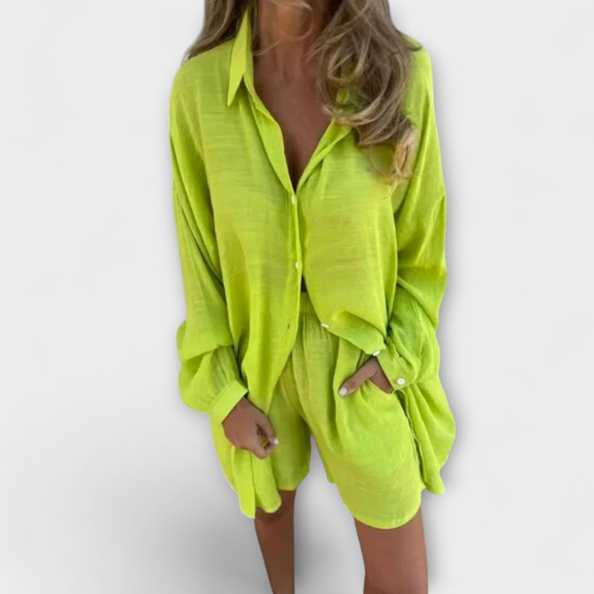 Linen shirt and shorts set