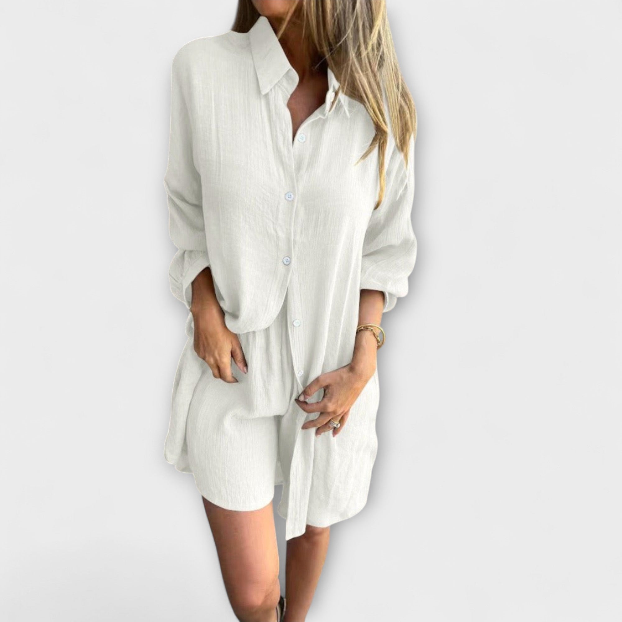 Linen shirt and shorts set