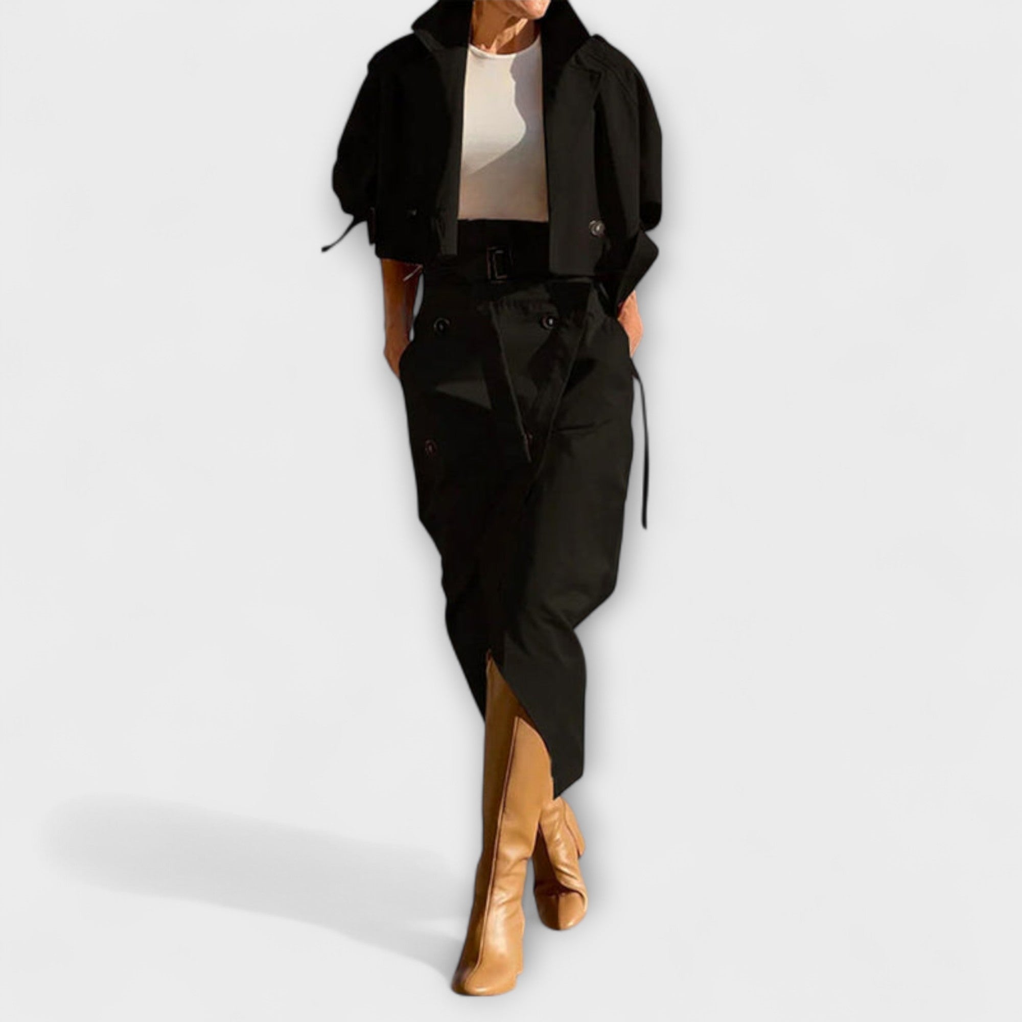 Elegant midi skirt with pockets