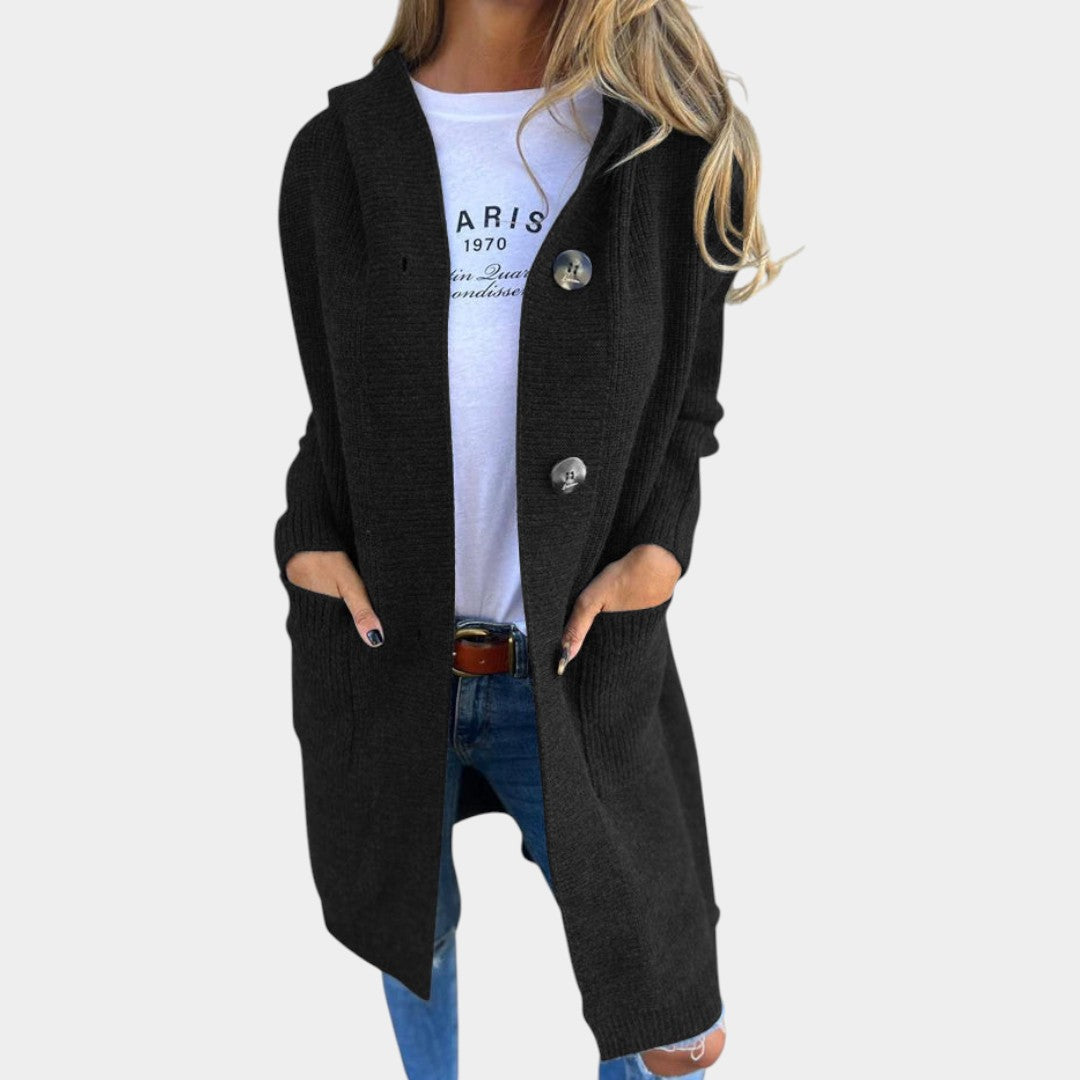 Cardigan lung elastic cu nasturi