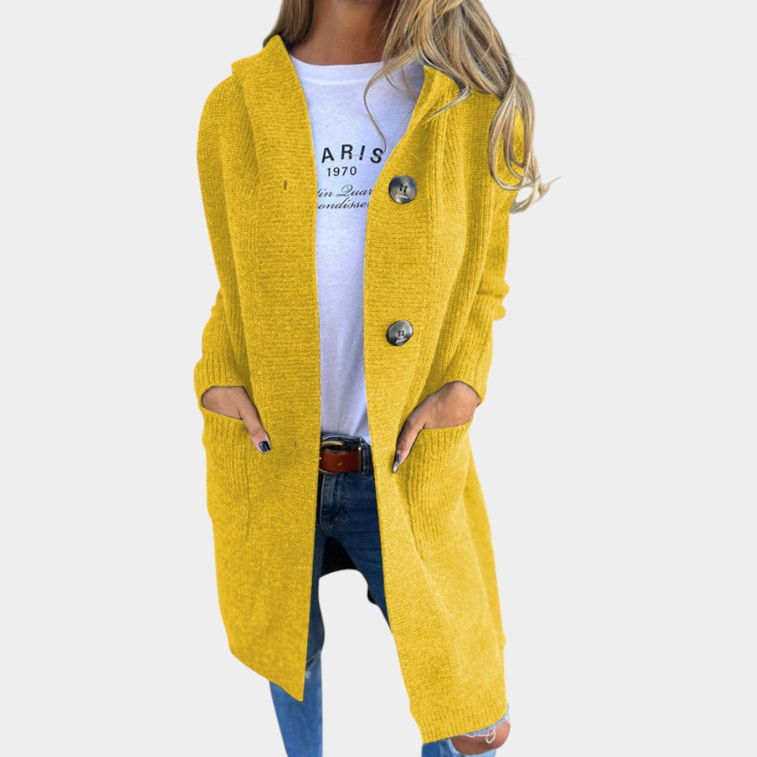 Cardigan lung elastic cu nasturi