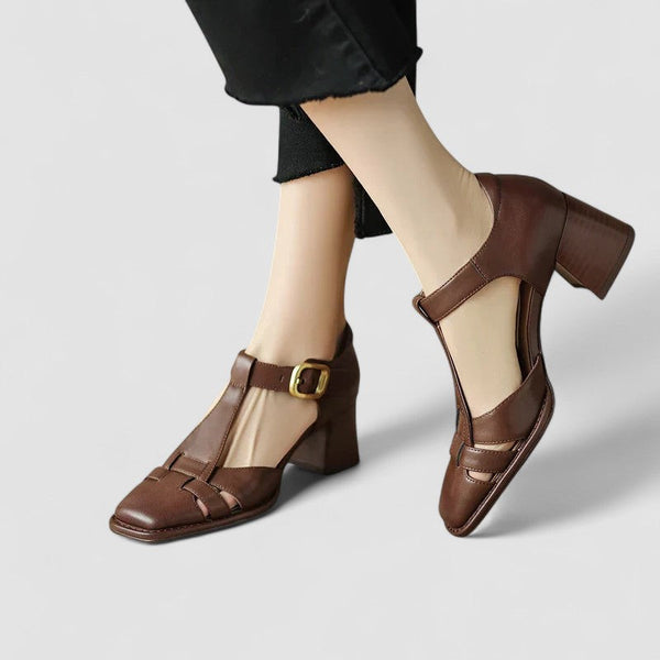 Elyxiana Orthopedic-Style Block Heel T-Bar Shoes