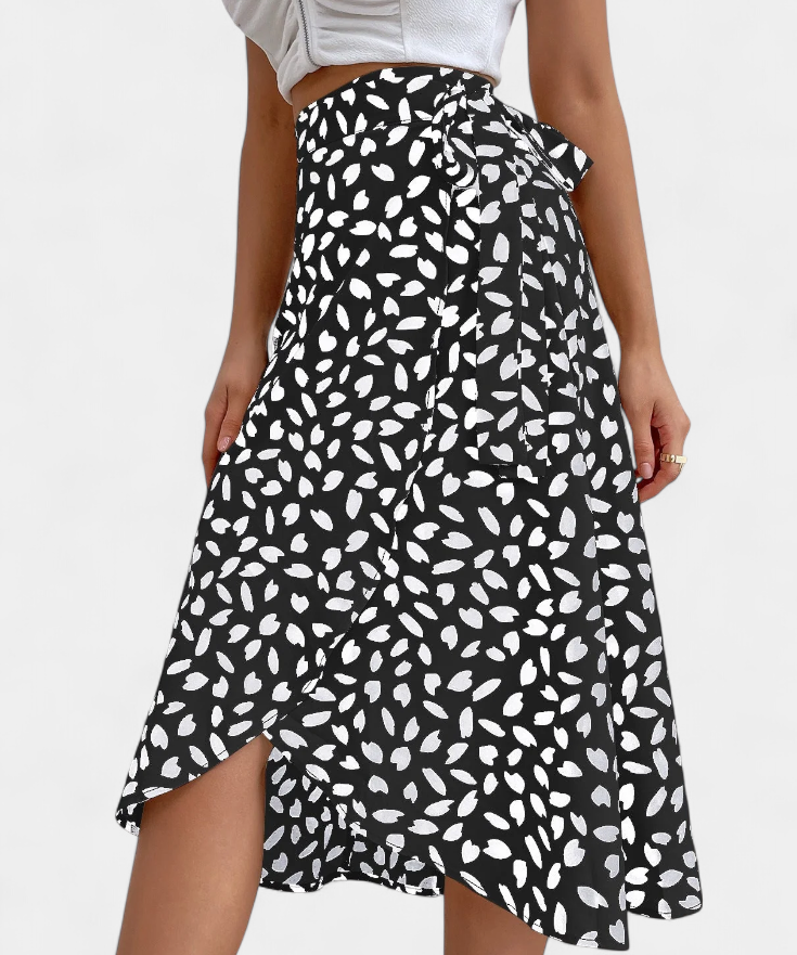 Boho wrap skirt with asymmetric print