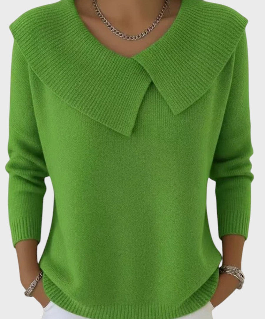 Mia Elegant Knitted Jumper with a Distinctive Collar
