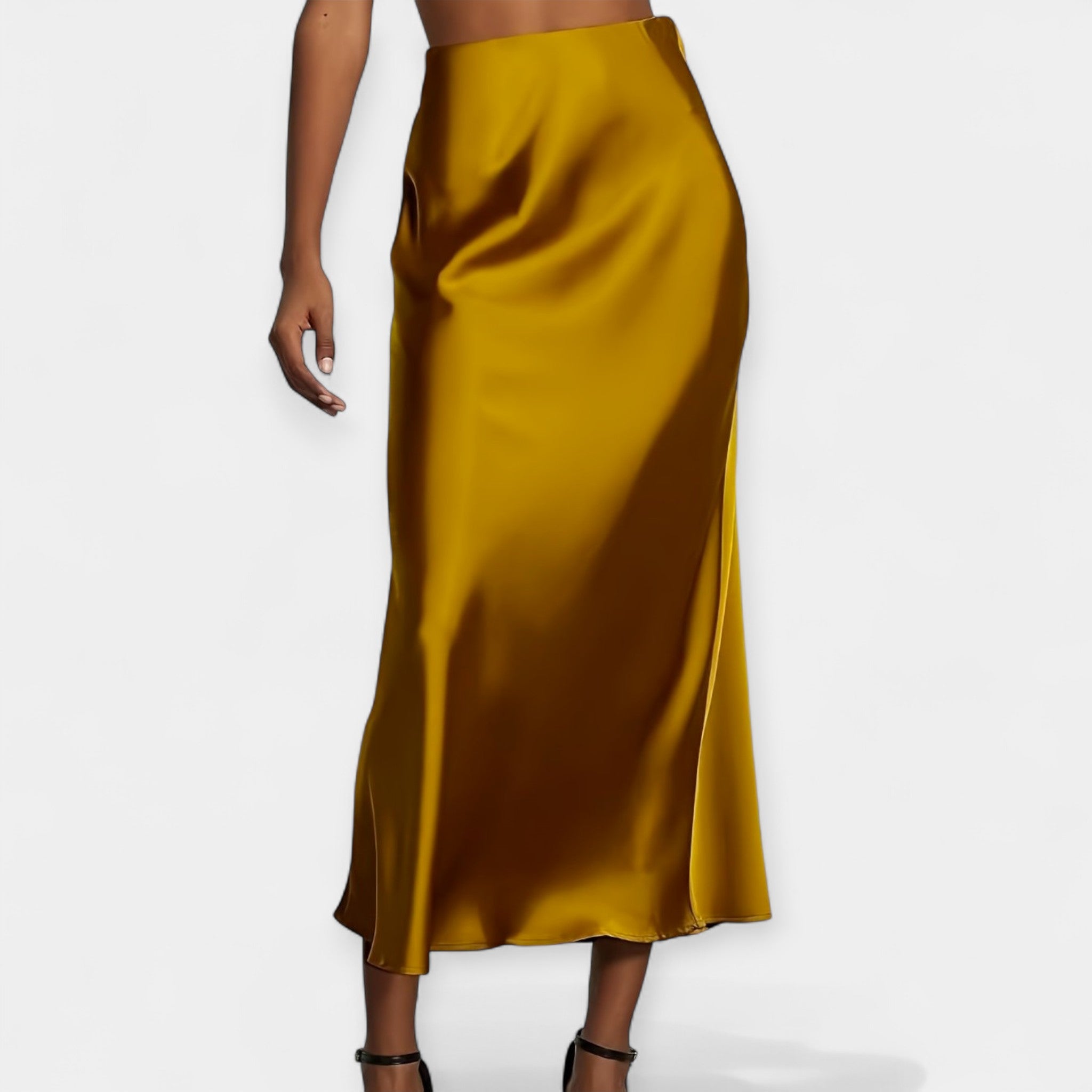 Věnceslava Elegant Satin Midi Skirt