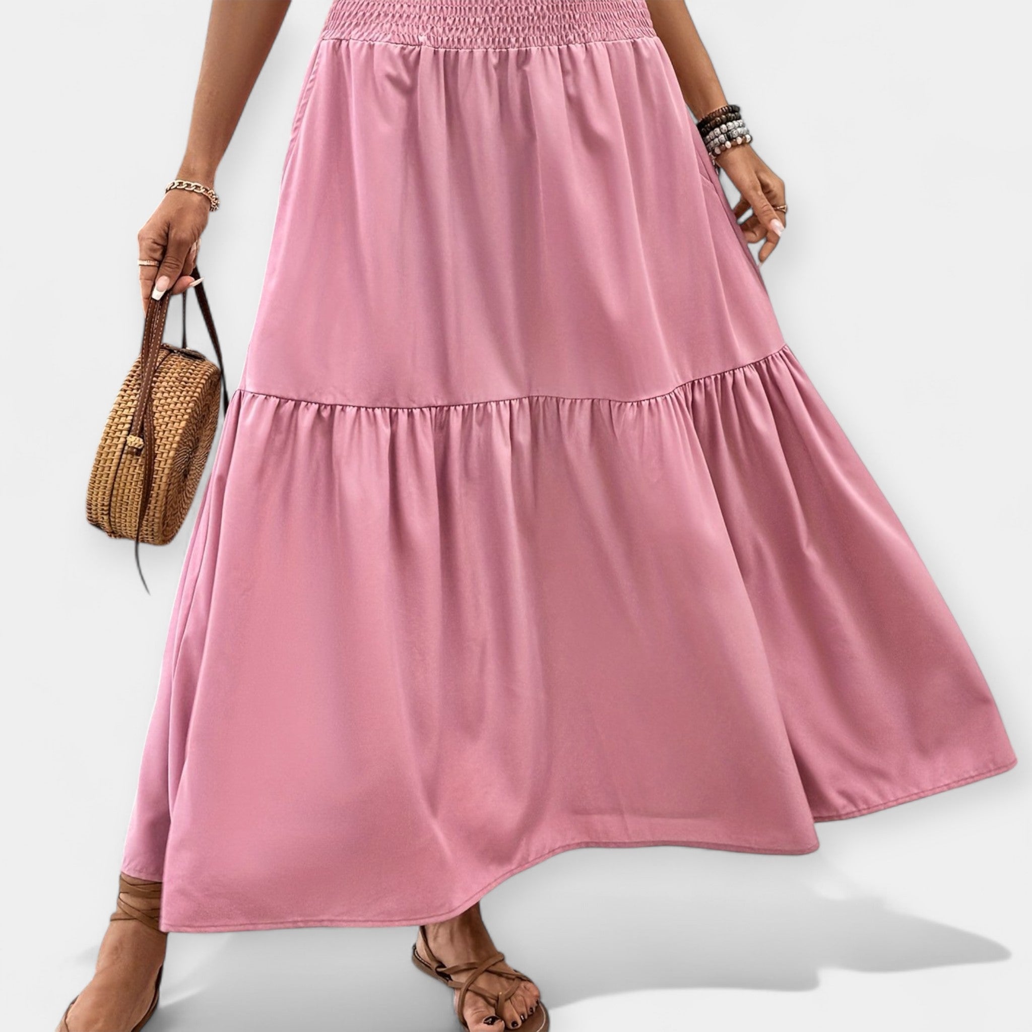 Adéla Sophisticated Floral Skirt with Elastic Waist