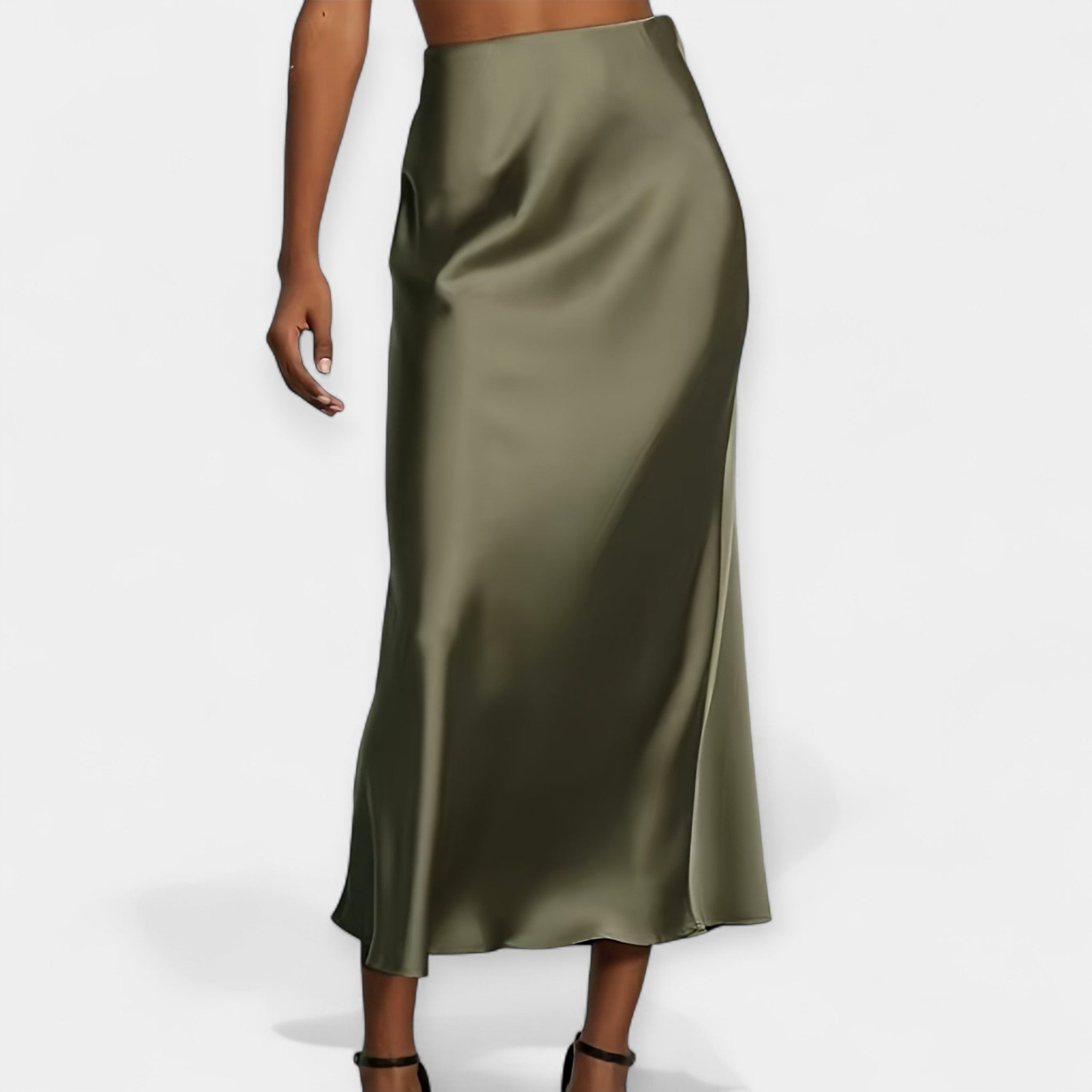 Věnceslava Elegant Satin Midi Skirt