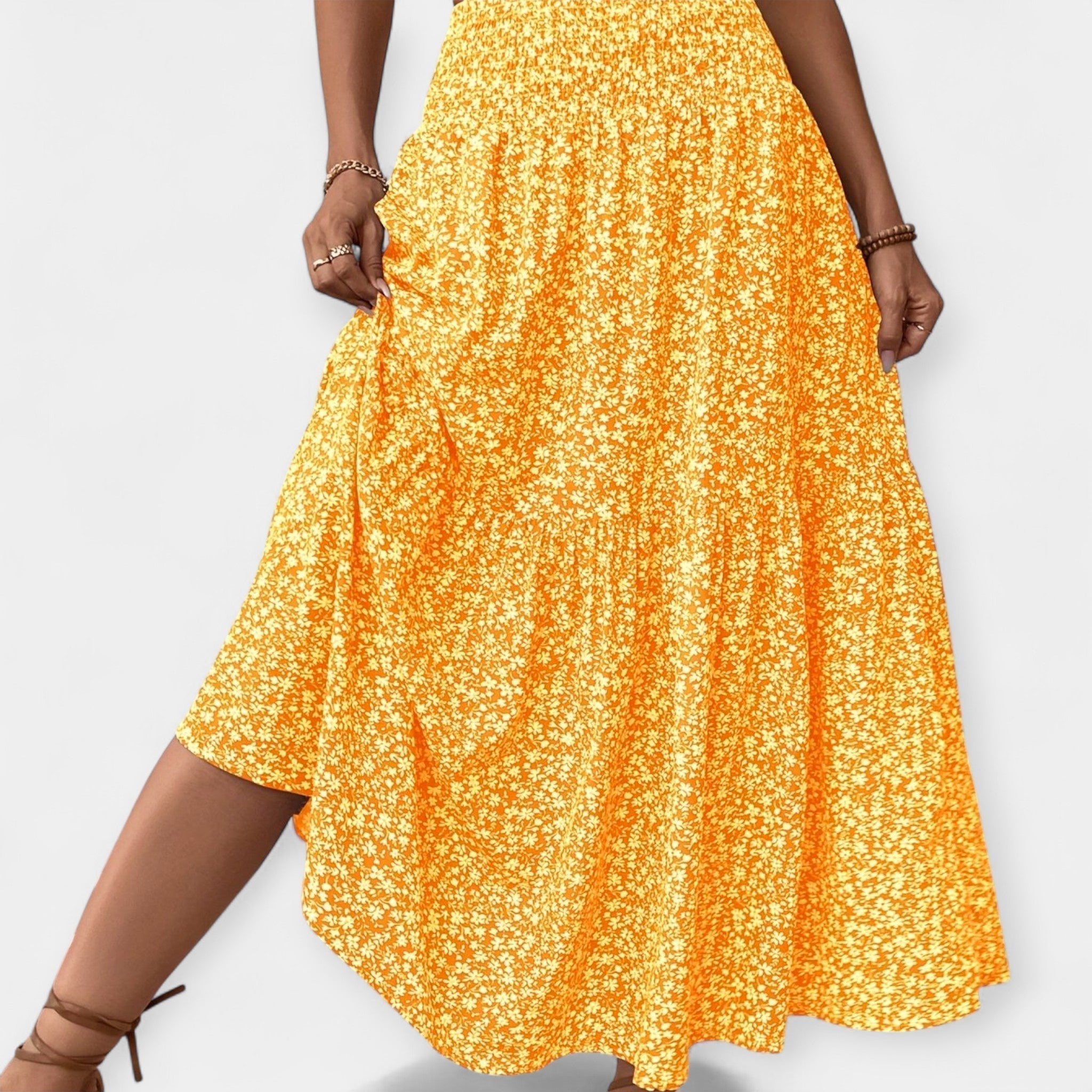 Adéla Sophisticated Floral Skirt with Elastic Waist