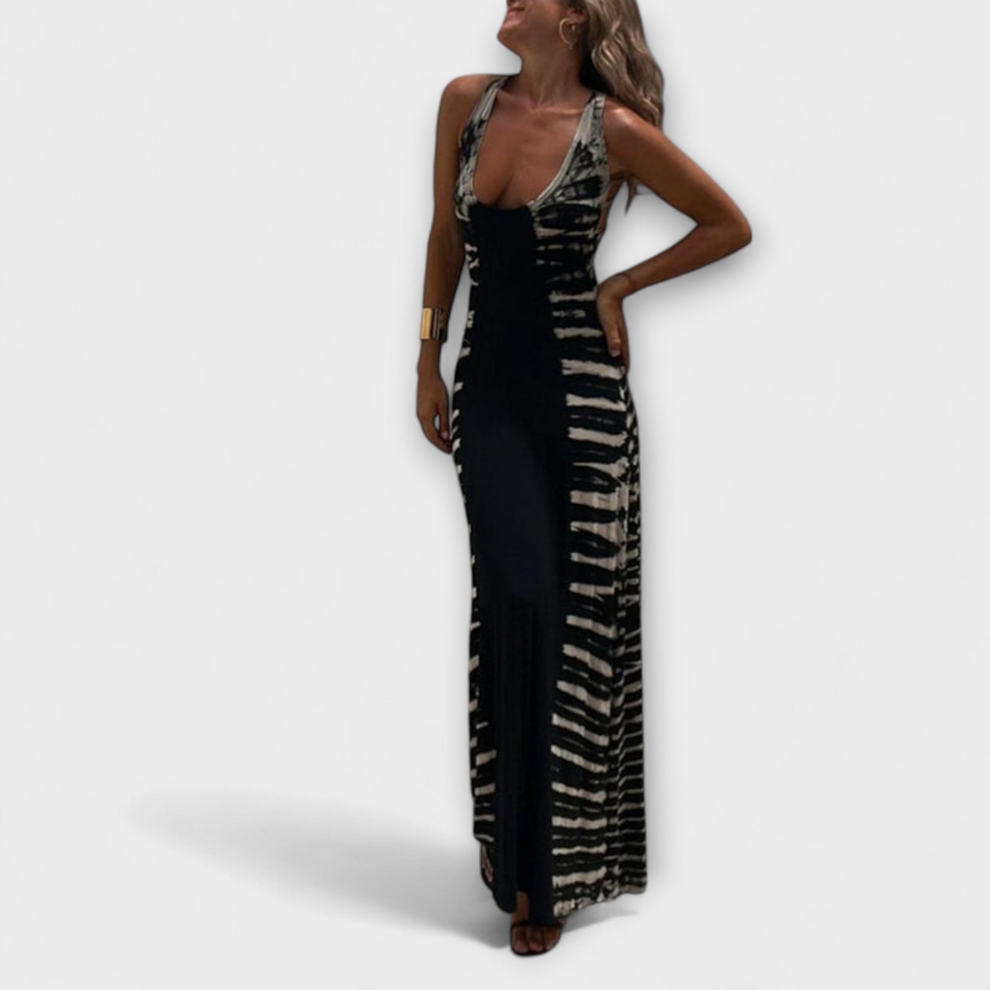 Rochie maxi cu cer stelar și batik