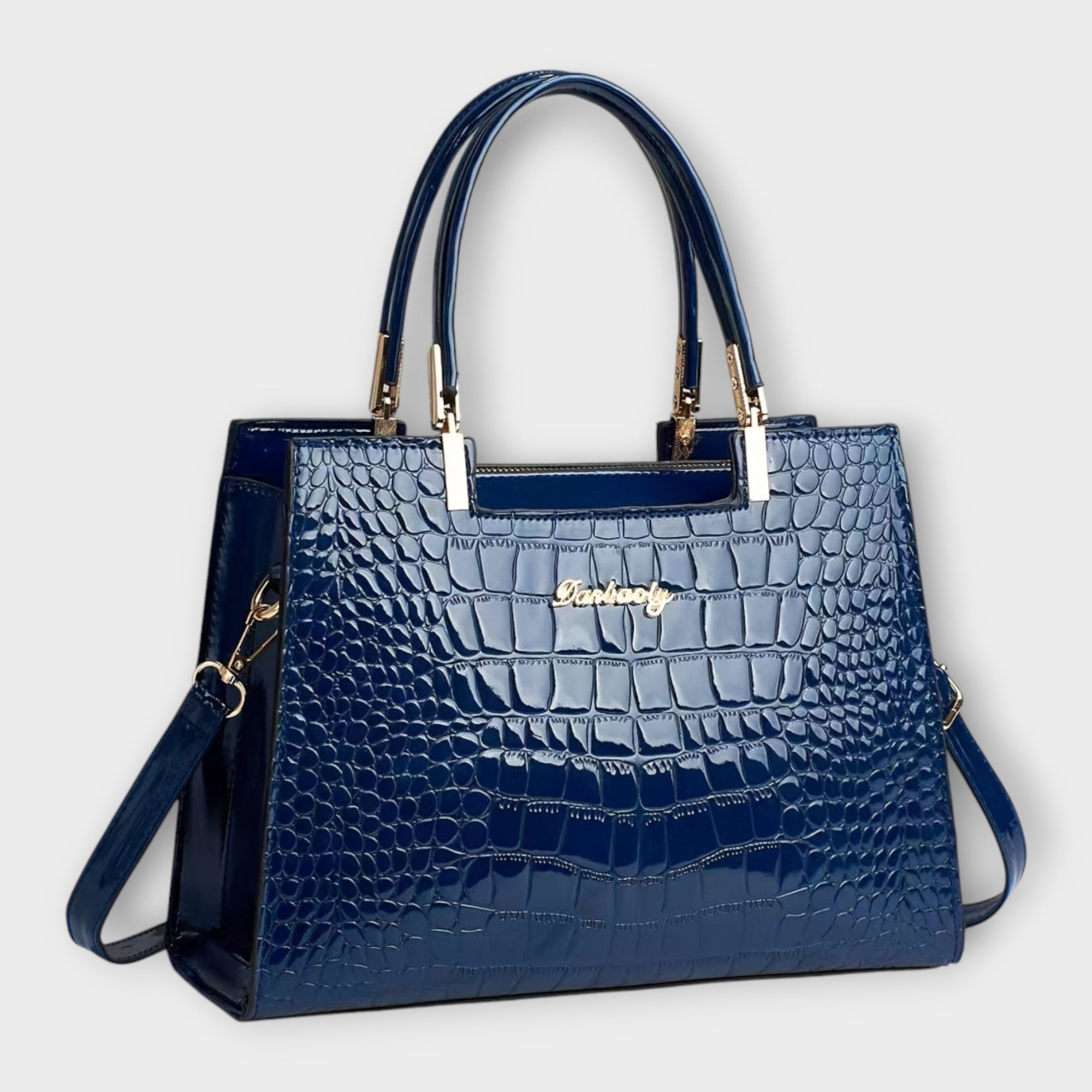 Shiny bag with crocodile pattern