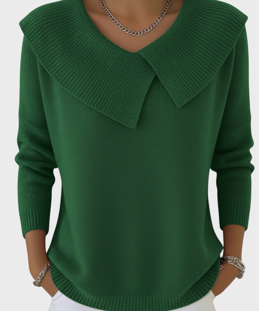 Mia Elegant Knitted Jumper with a Distinctive Collar