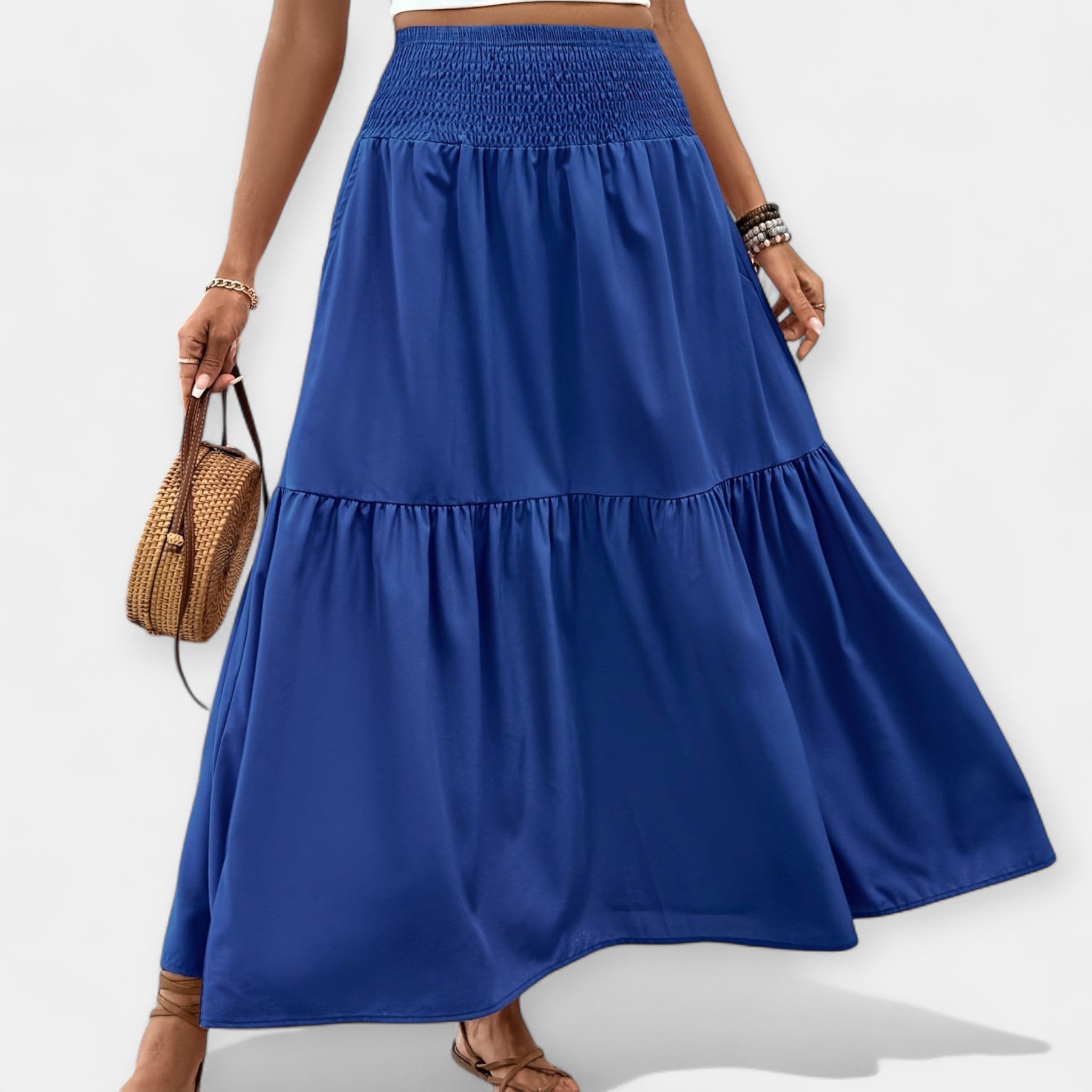 Adéla Sophisticated Floral Skirt with Elastic Waist