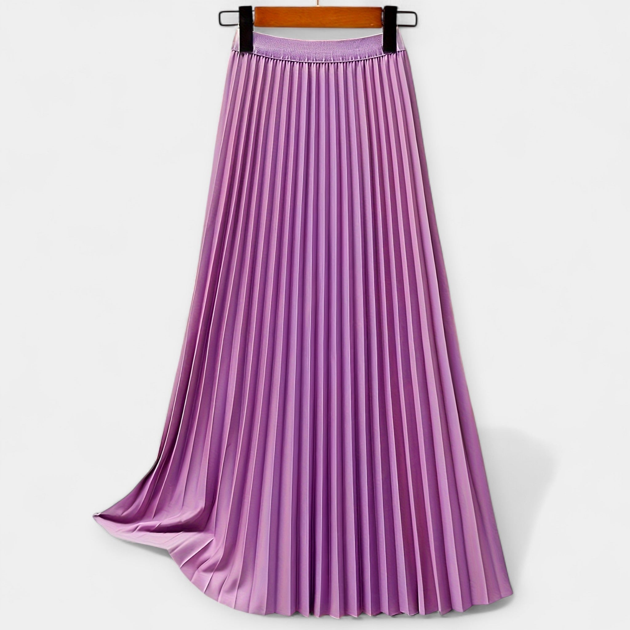 Karolína Sophisticated Long Pleated Satin Skirt