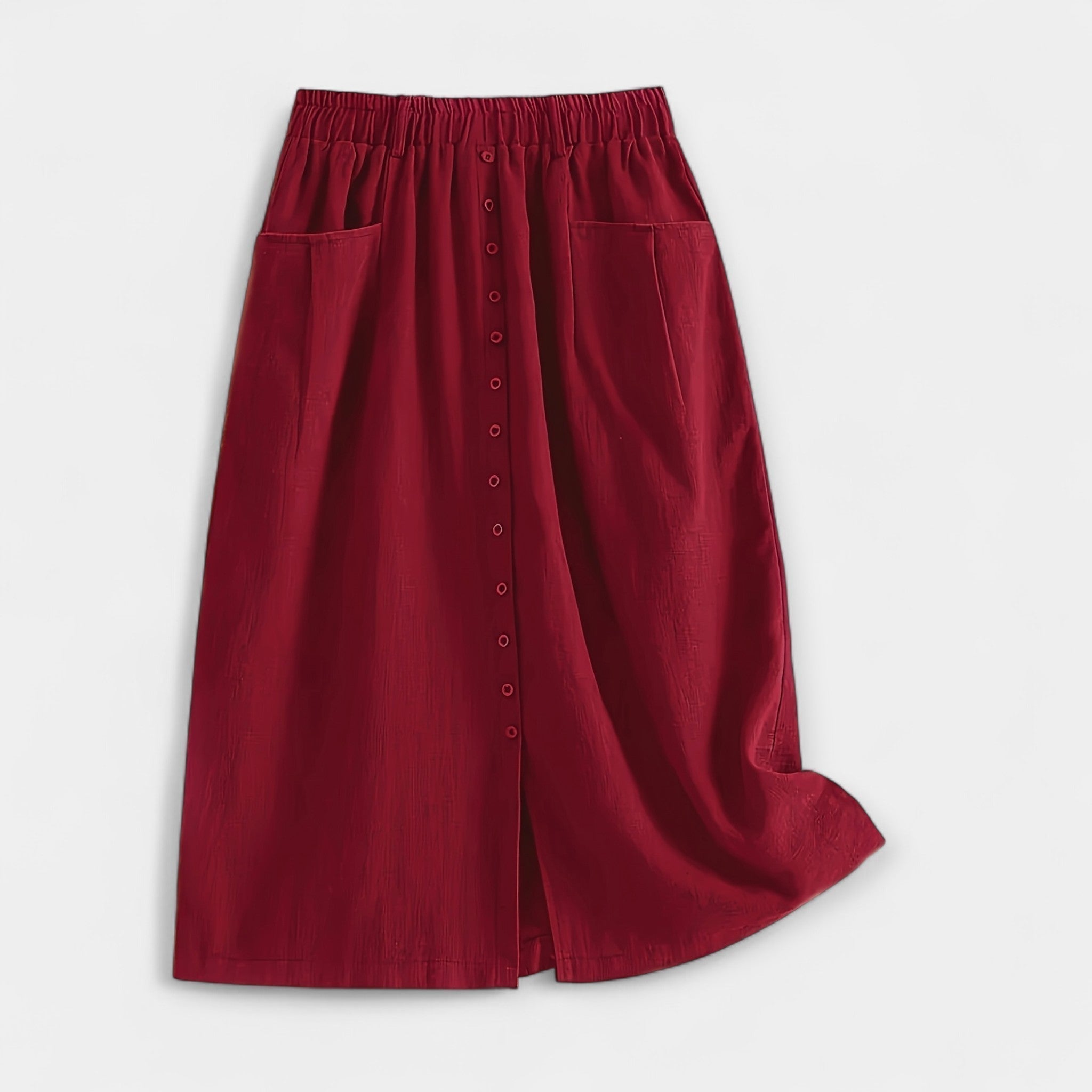 Elegant Magdaléna Vintage Midi Skirt with Front Pockets