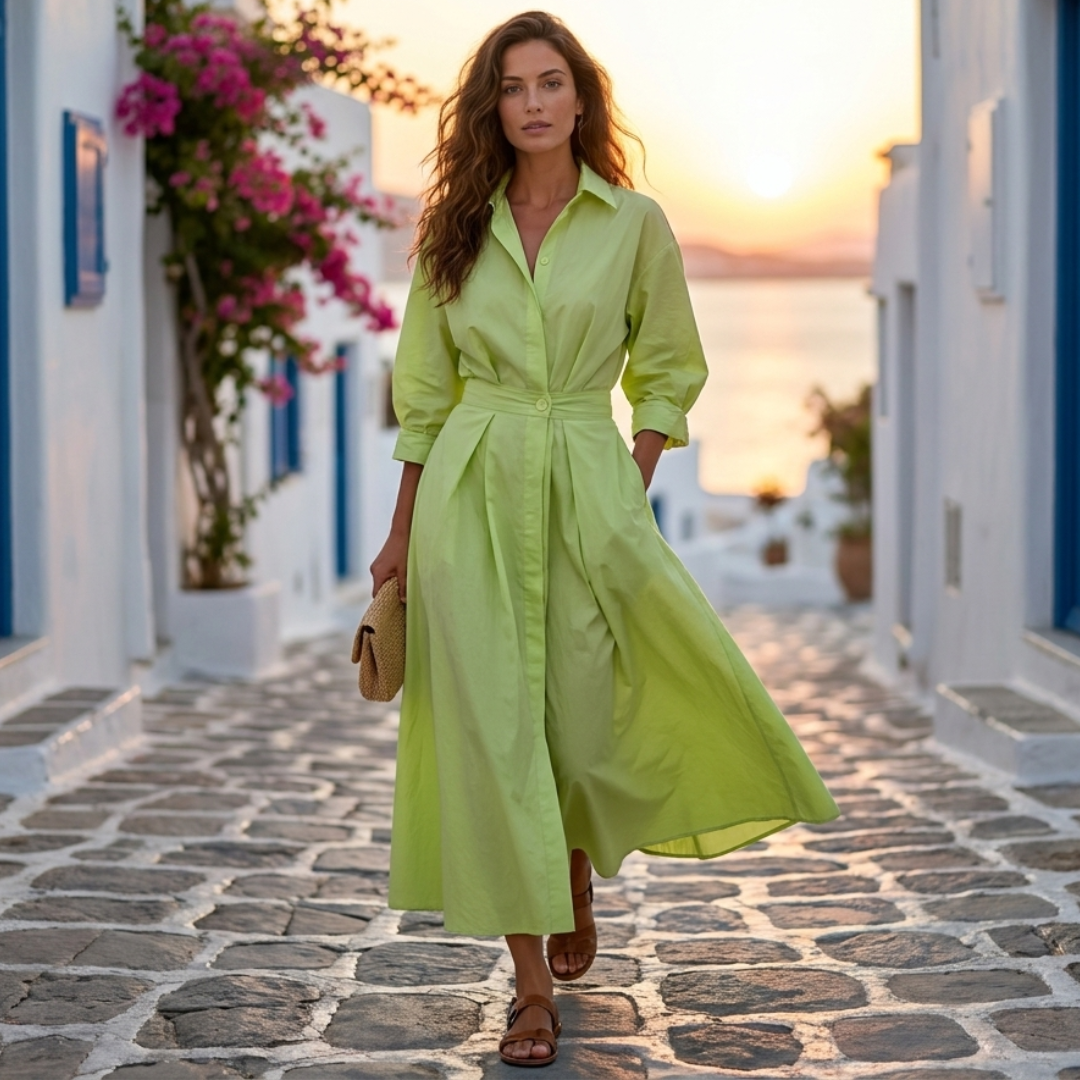 Lana - Elegáns pamut ruha gallérral
