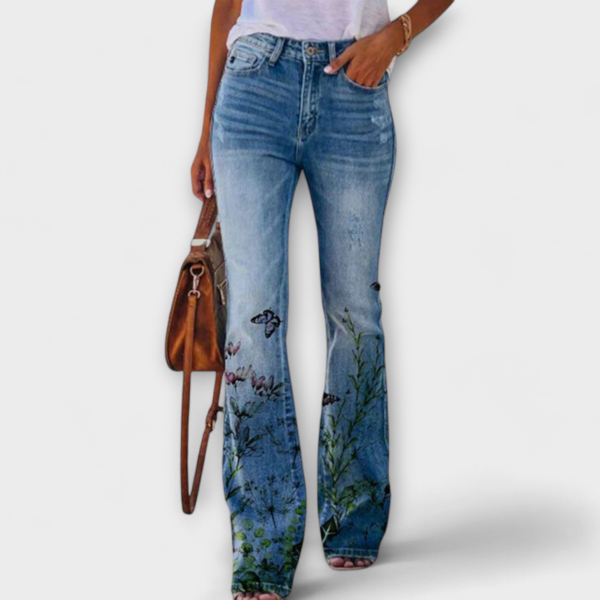 Trousers with floral pattern