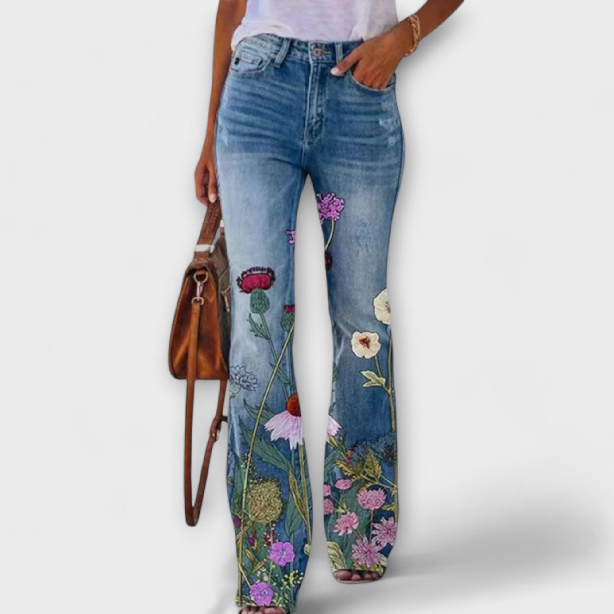 Trousers with floral pattern