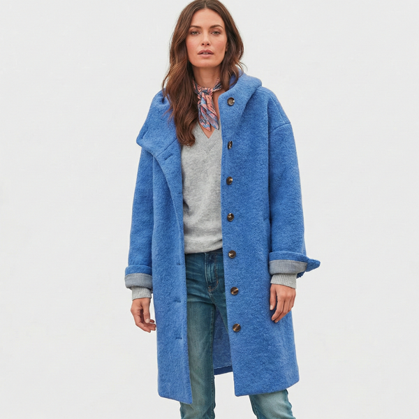 Olivia Electric Blue Bouclé Wool Coat