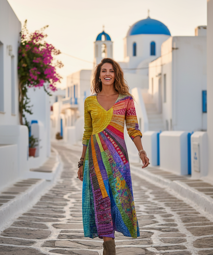 Nefeli - Boho stílusú napraforgós ruha