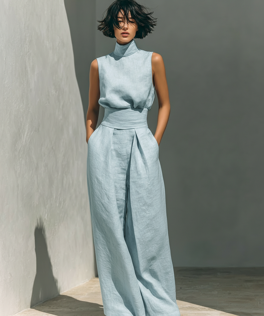 Maria™ | Full set with sleeveless top and wide leg trousers