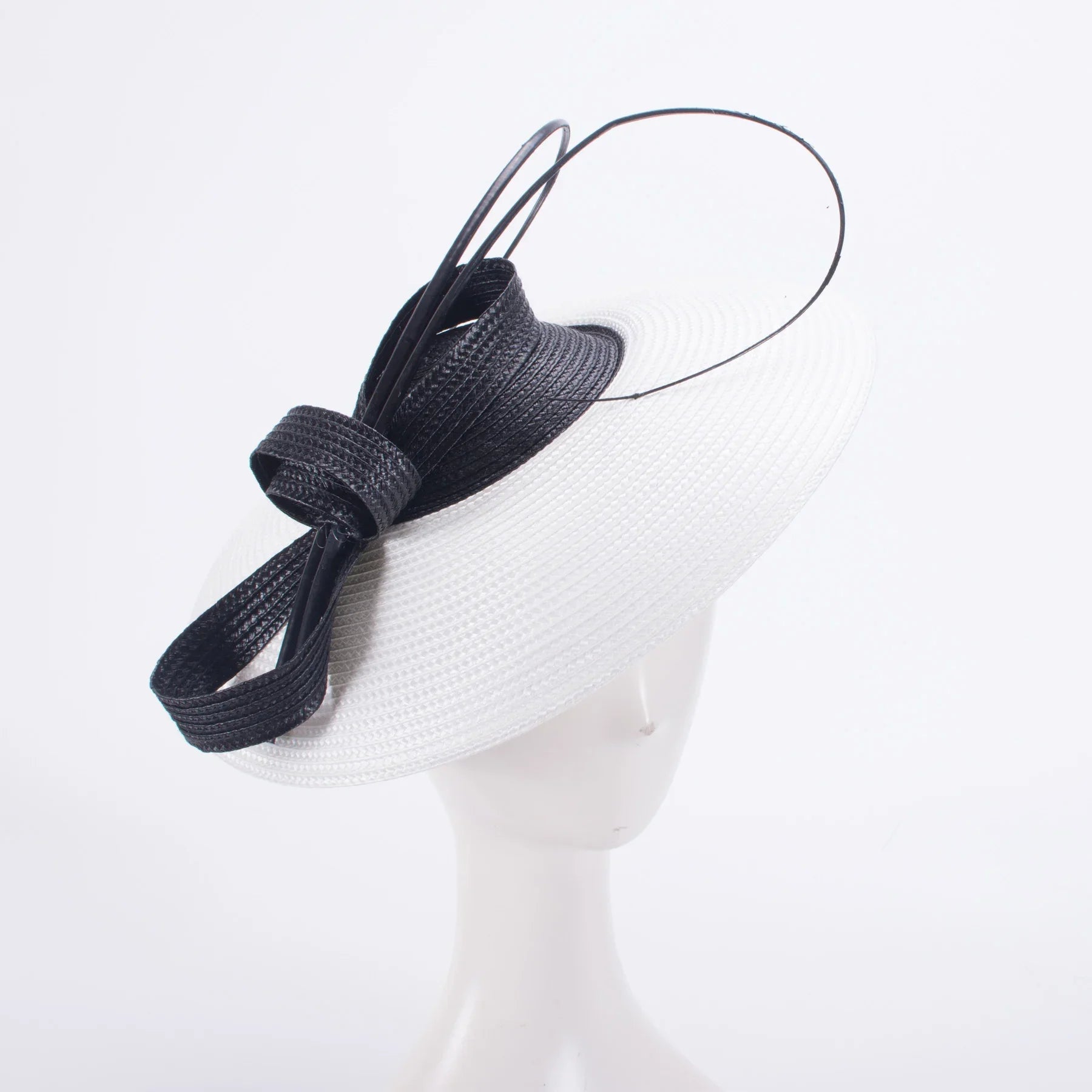 Wide Brim Boater Fascinator with Contrast Bow