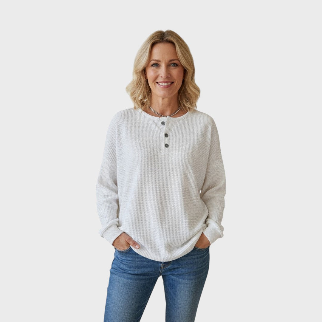 Hell | Knitted jumper with waffle pattern and buttons