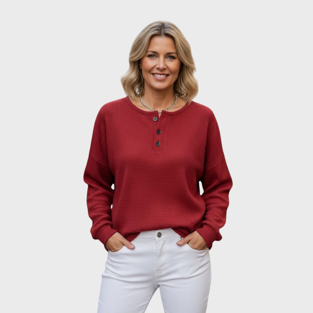 Hell | Knitted jumper with waffle pattern and buttons