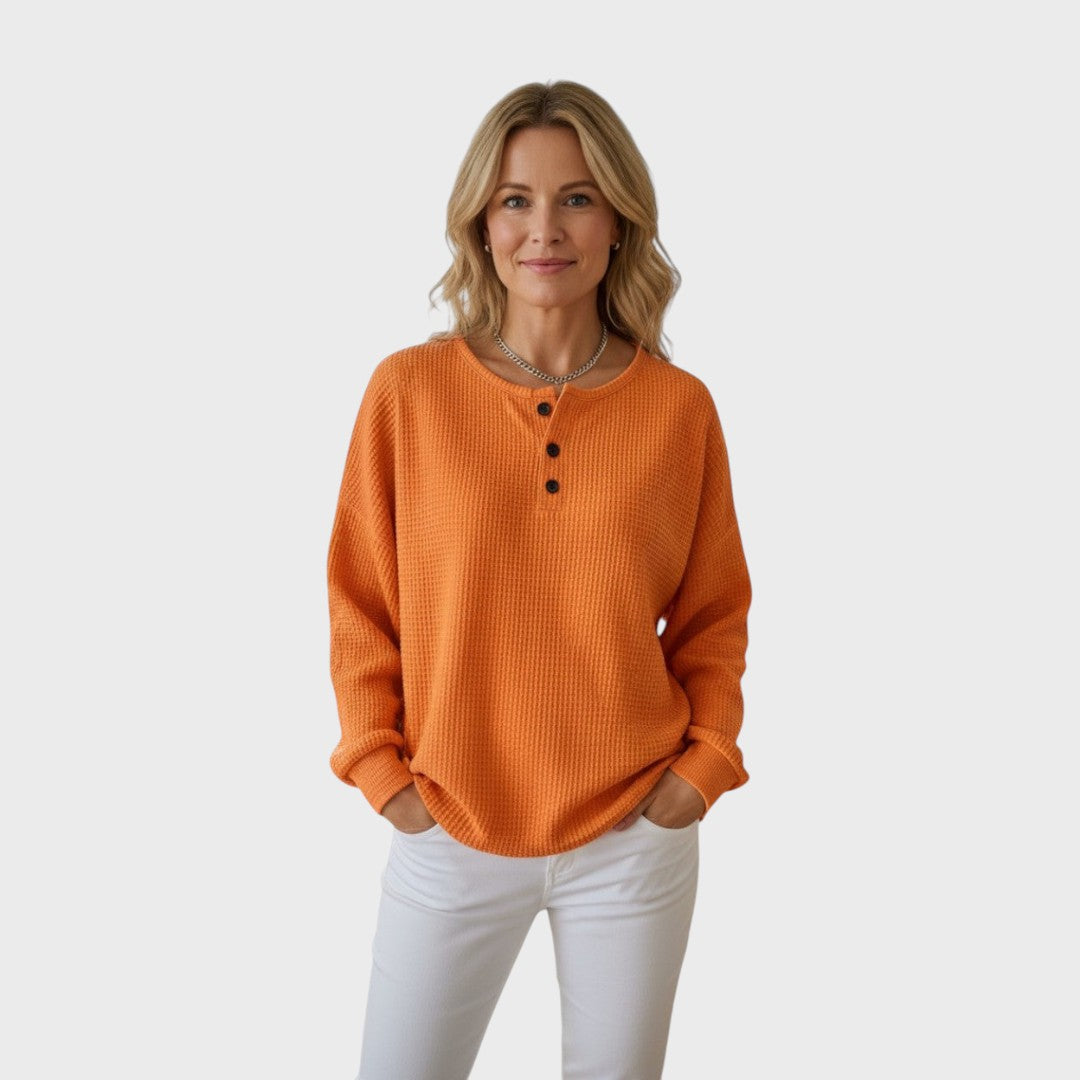 Hell | Knitted jumper with waffle pattern and buttons