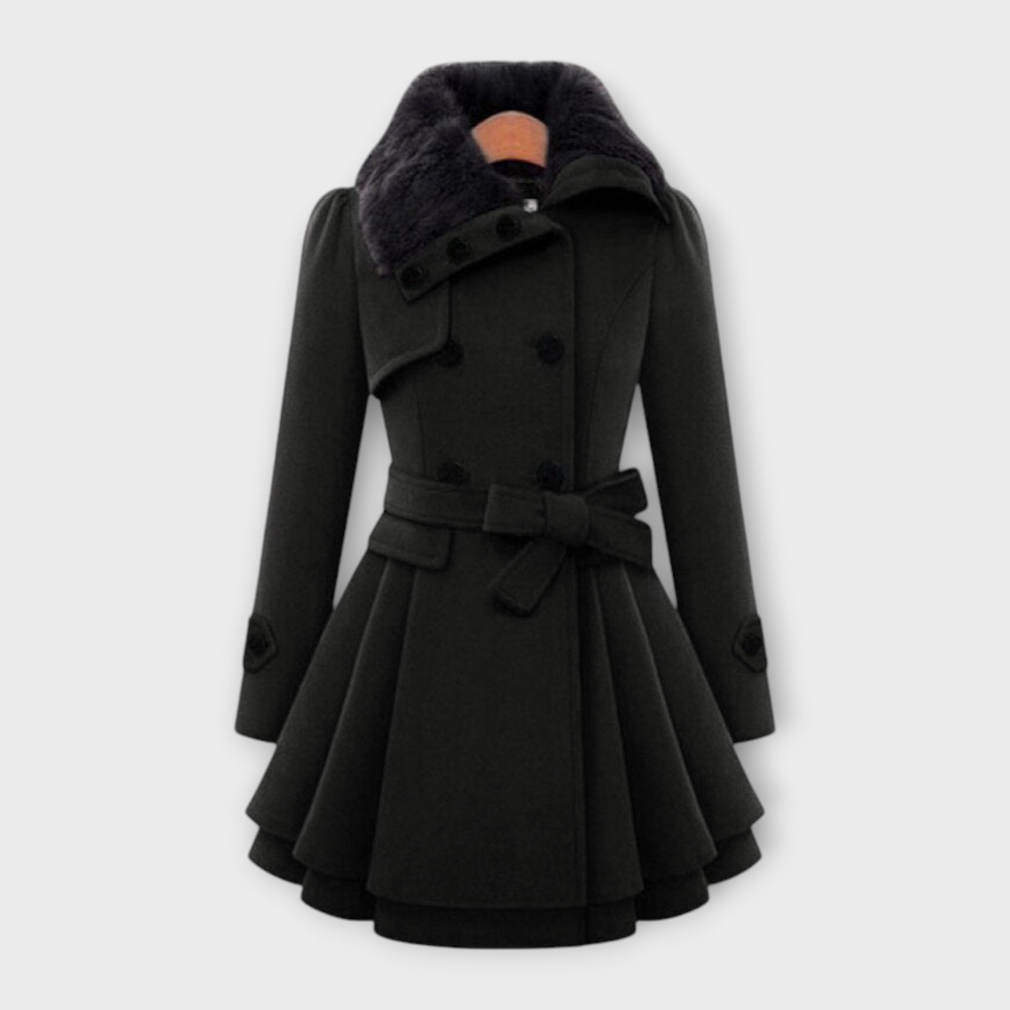 Stylish coat with faux fur collar