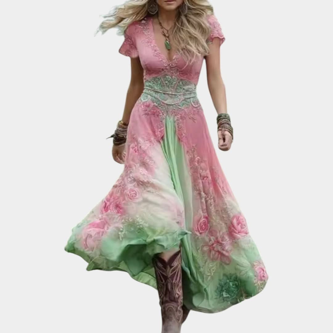 Rochie florală personalizată și fluidă