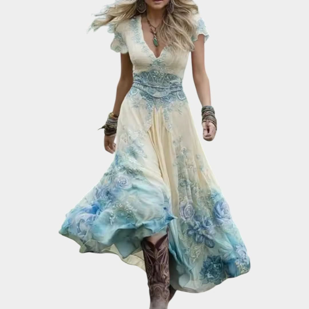 Rochie florală personalizată și fluidă
