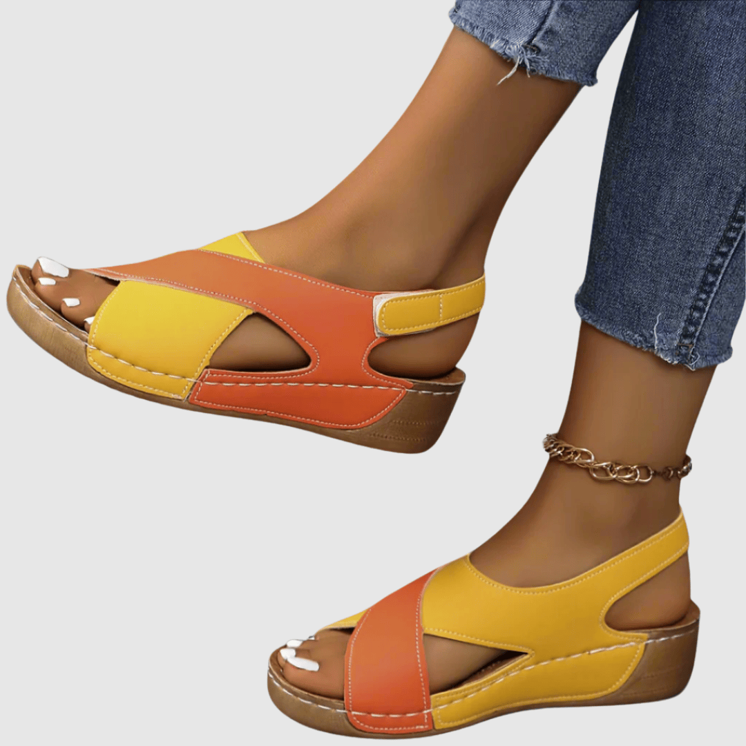Hildegard - Two-tone leather sandals