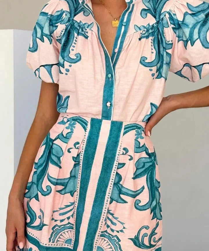 Kelsey Floral Linen Two Piece Dress