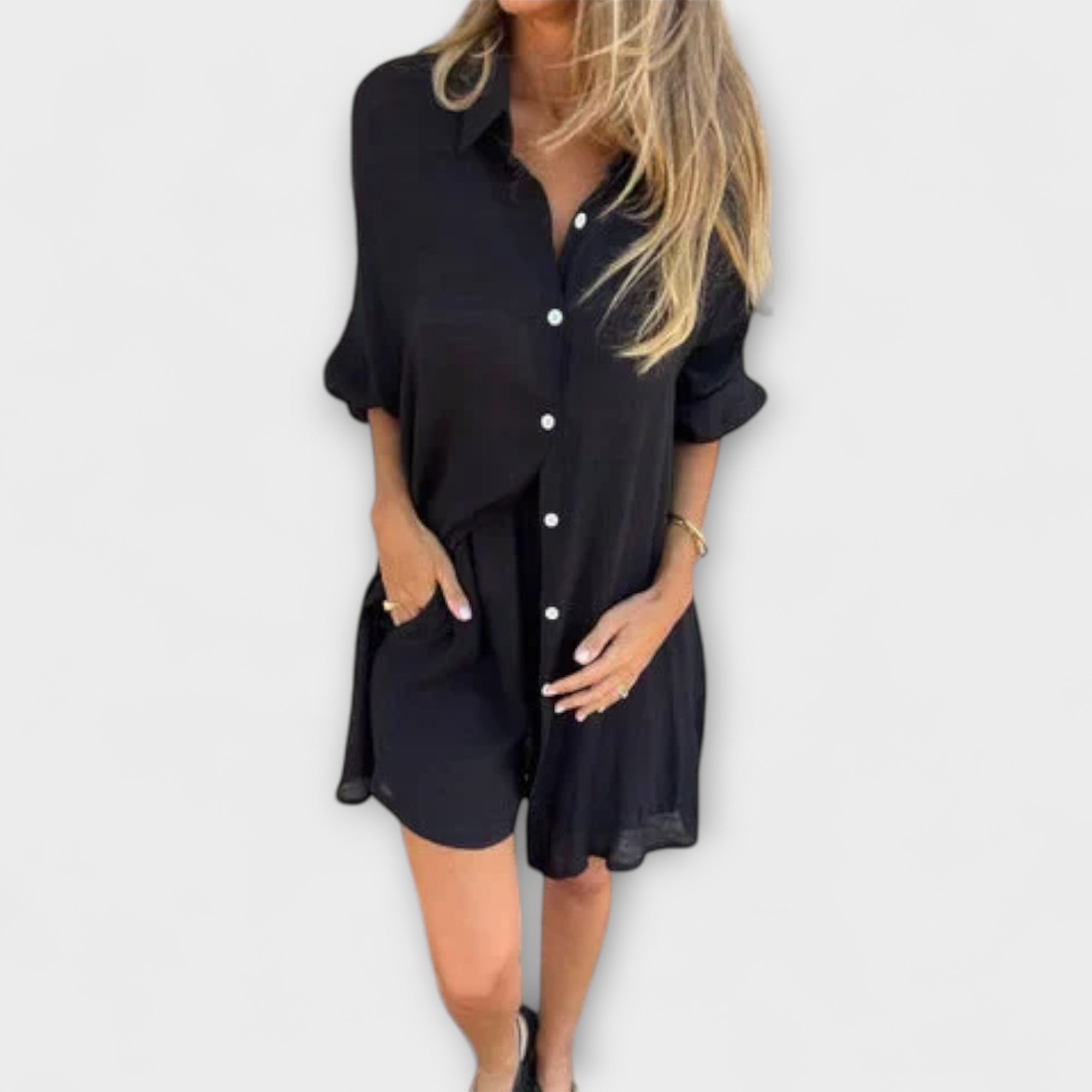 Linen shirt and shorts set
