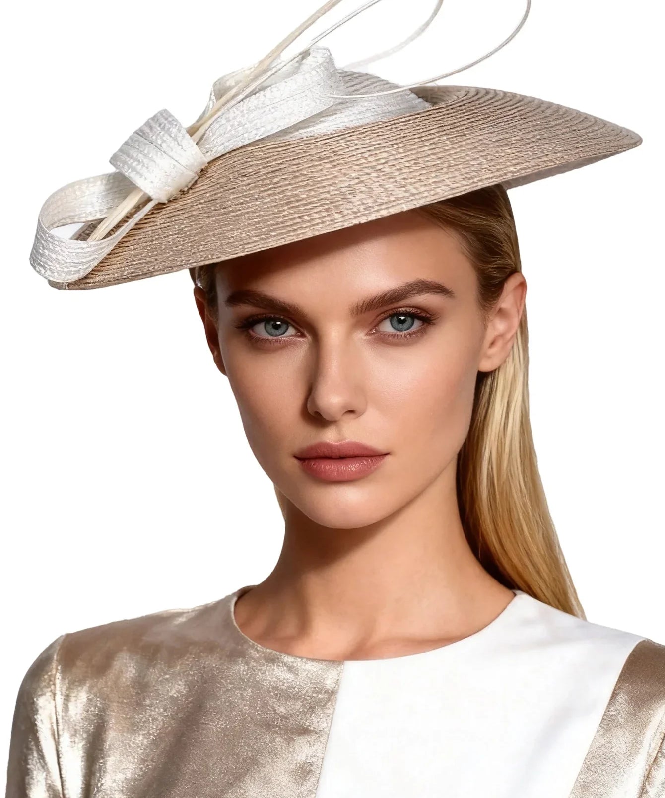 Wide Brim Saucer Hat with Contrast Bow