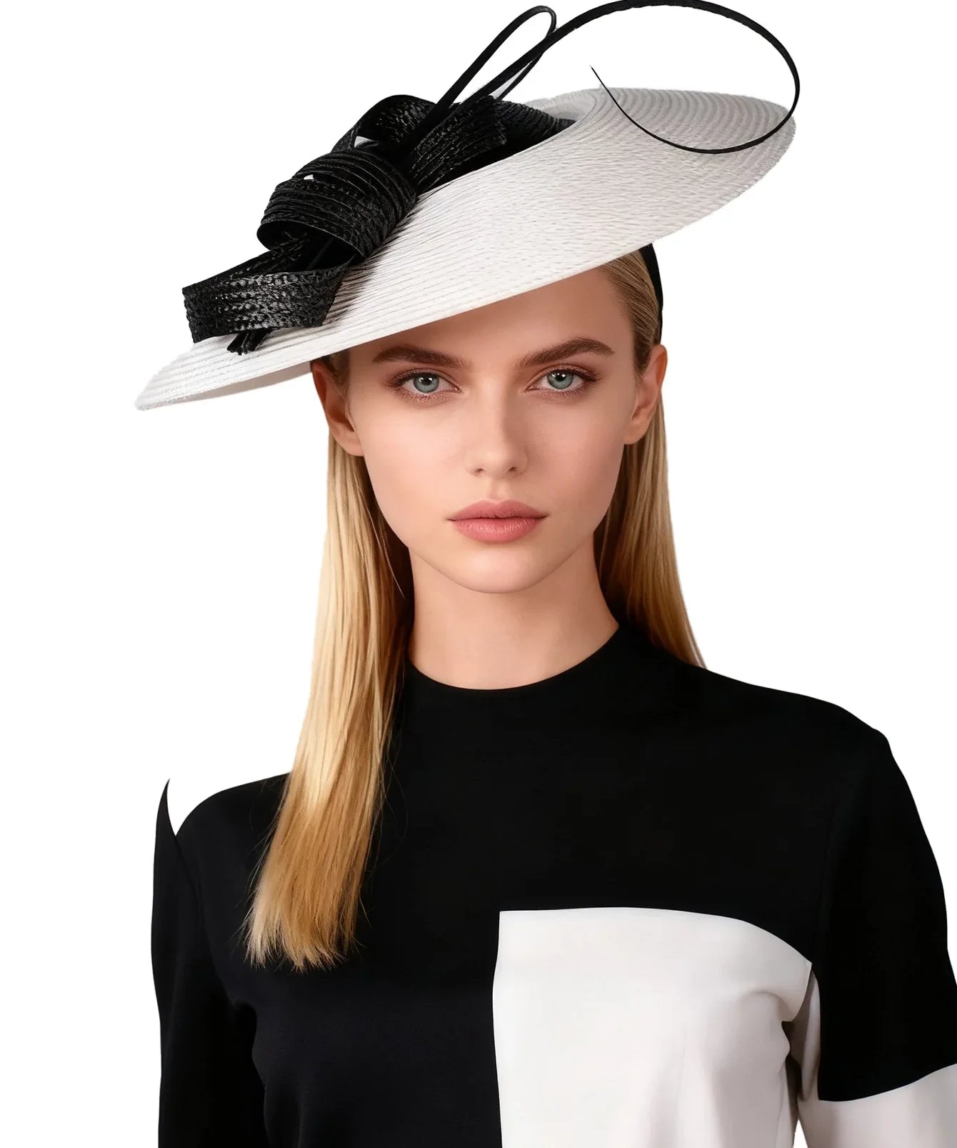 Wide Brim Saucer Hat with Contrast Bow