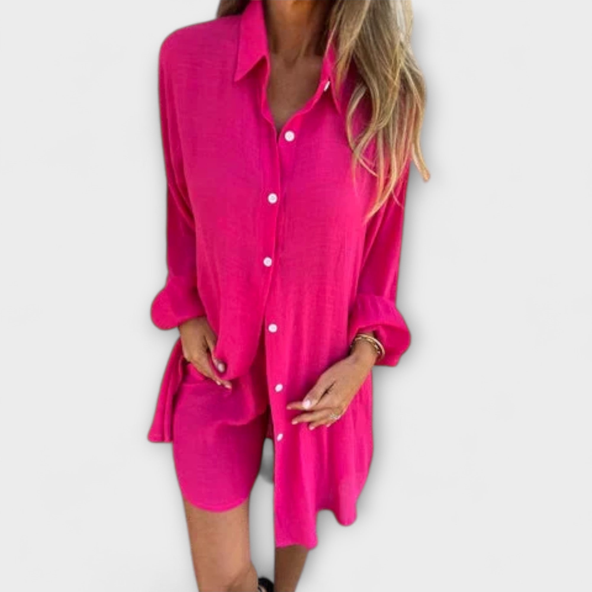 Linen shirt and shorts set