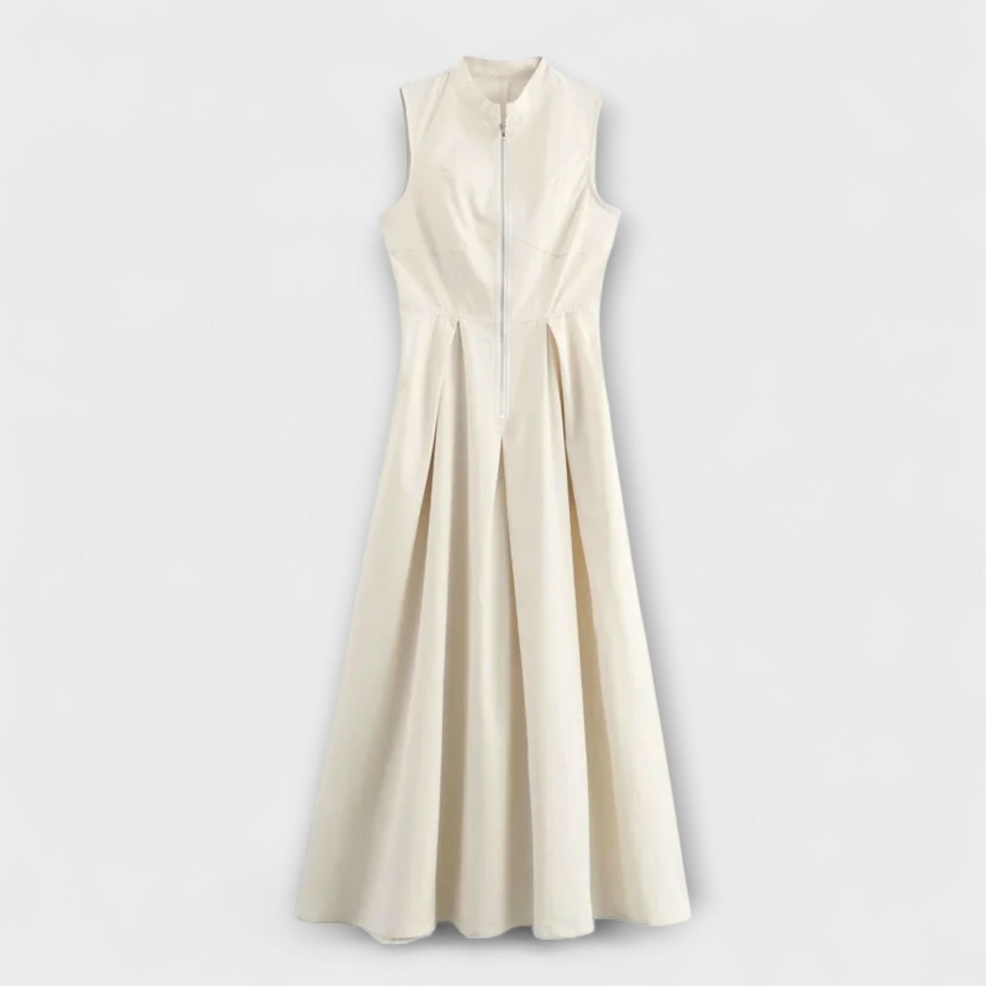 Rochie fără mâneci cu plisare și croială strânsă midi