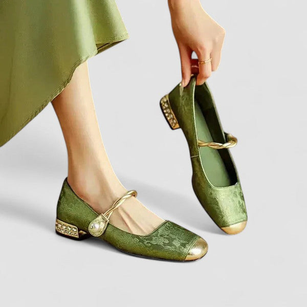 Mestelle Pearl Strap Leather Mary Janes