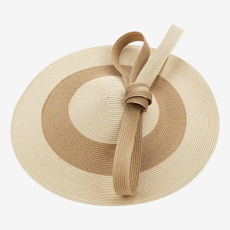 Two Tone Straw Saucer Fascinator with Oversized Bow