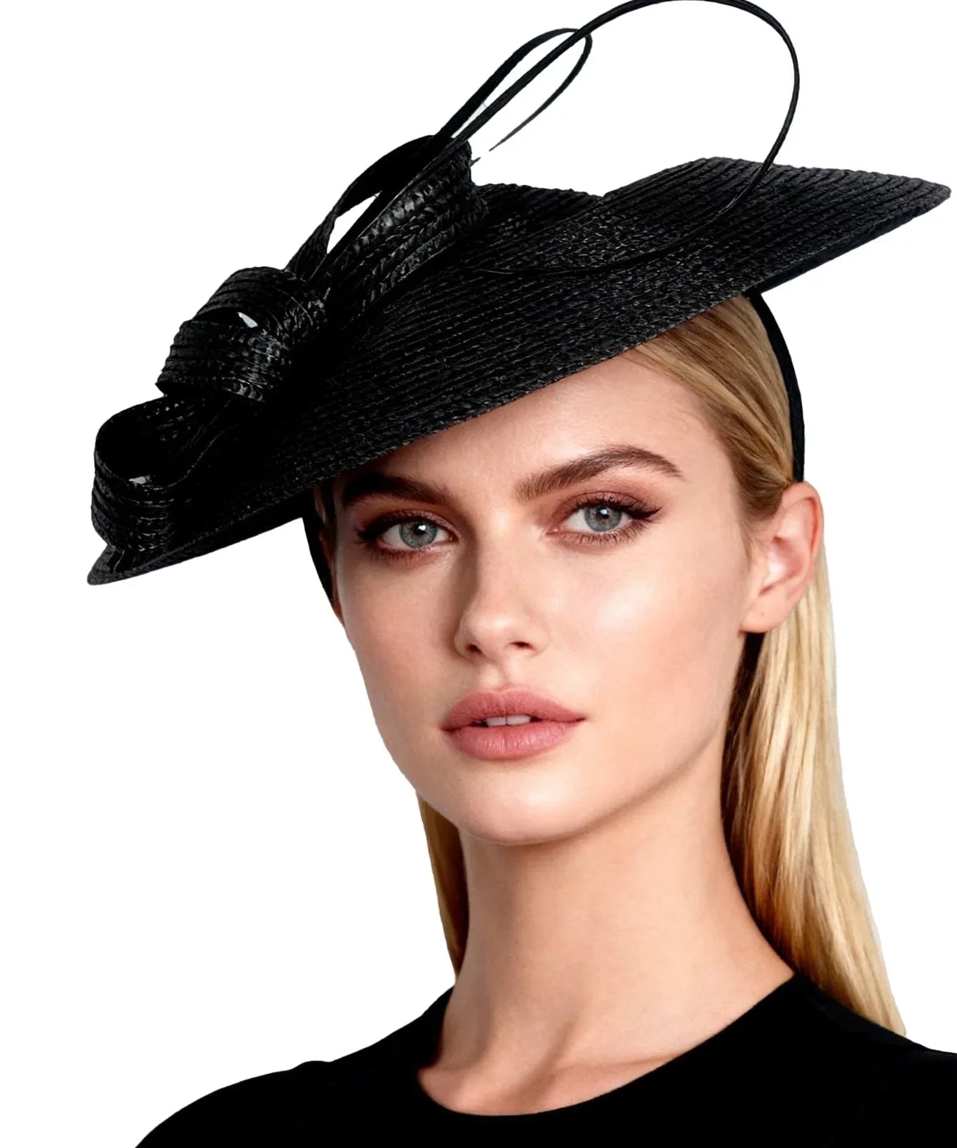 Wide Brim Saucer Hat with Contrast Bow