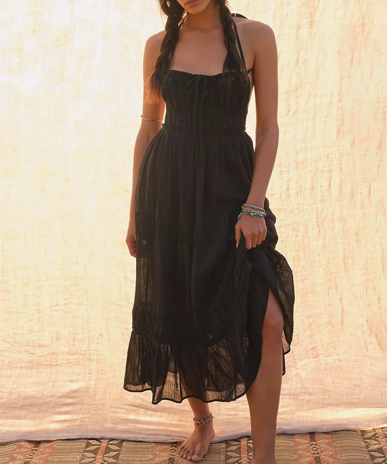 Maxi Dress with Cutout and Slits