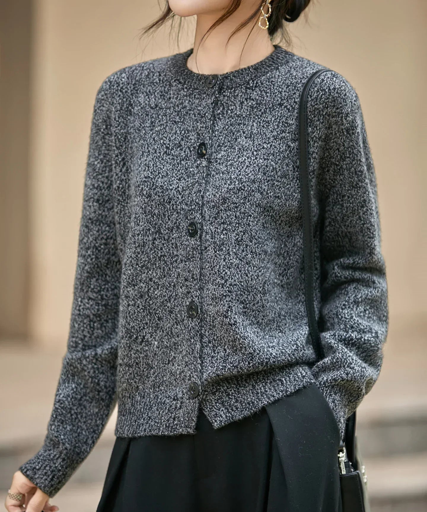 Alpaca blend wool cardigan, chunky knit