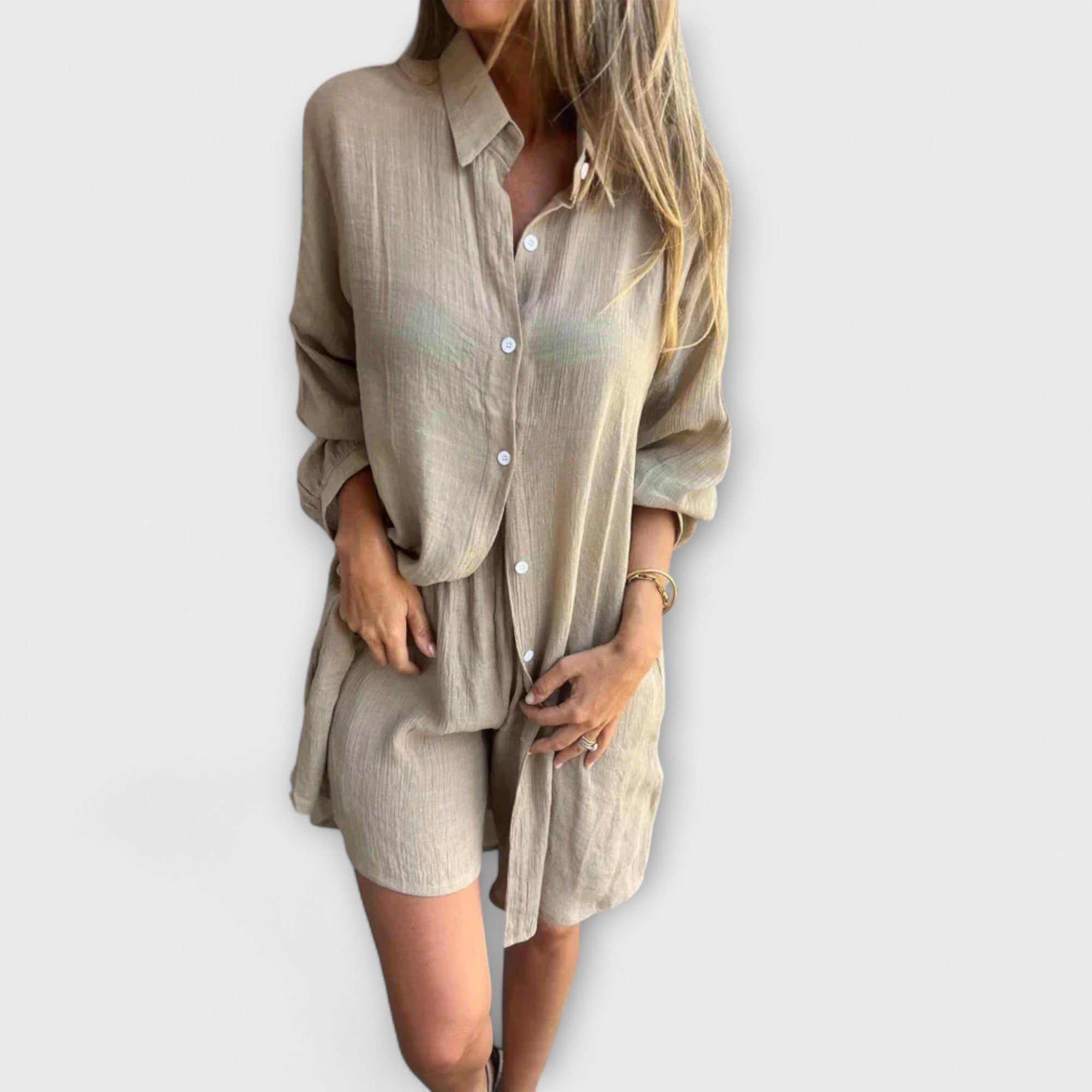 Linen shirt and shorts set